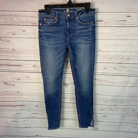 7 For All Mankind Denim - 7 For All Mankind Ankle Skinny Jeans Women's Size 28 (28 x 28) Split Ankle